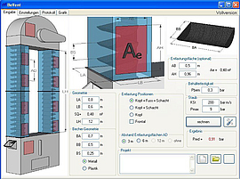 Fenster des Moduls BeVent aus ExProtect zur Dimensionierung von Druckentlastungsflächen an Elevatoren