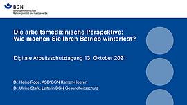 Titelblatt Präsentation Arbeitsschutztagung 2021