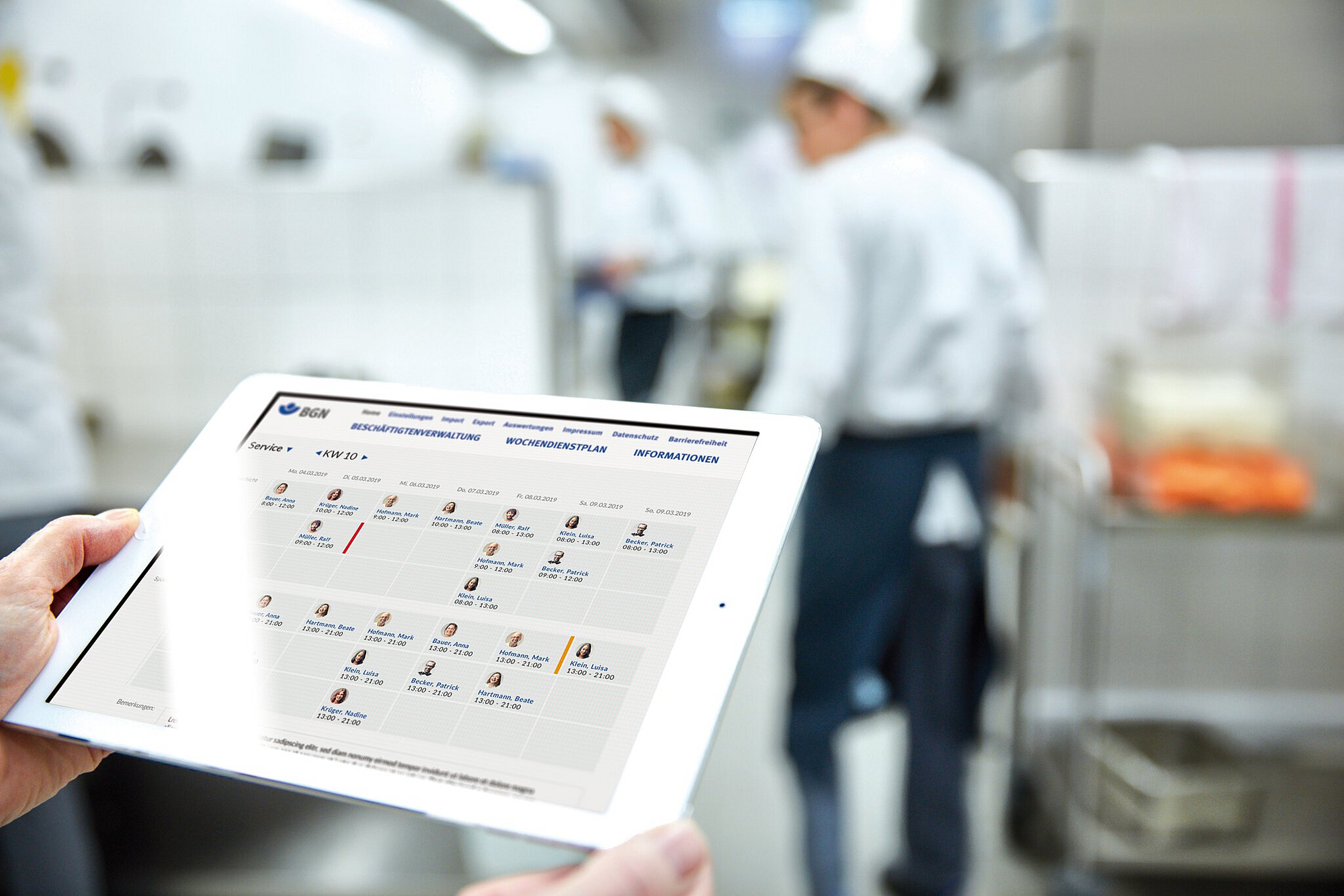 BGN Dienstplan APP auf einem Tablet-Computer